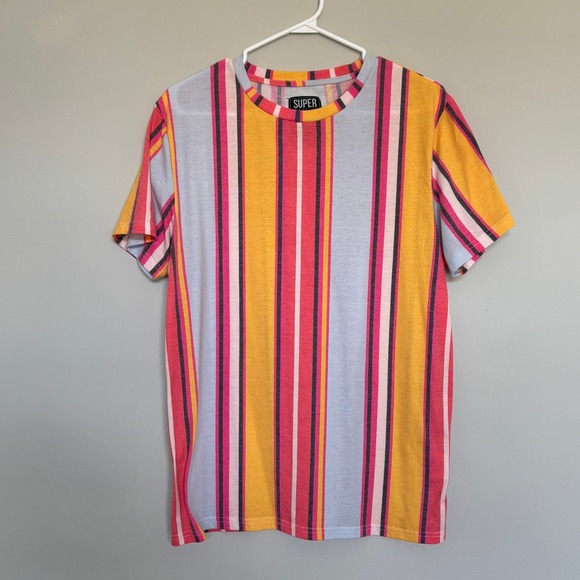 Super Massive Men's Medium T-Shirt Medium Striped Streetwear Crew Neck Retro - Picture 2 of 9